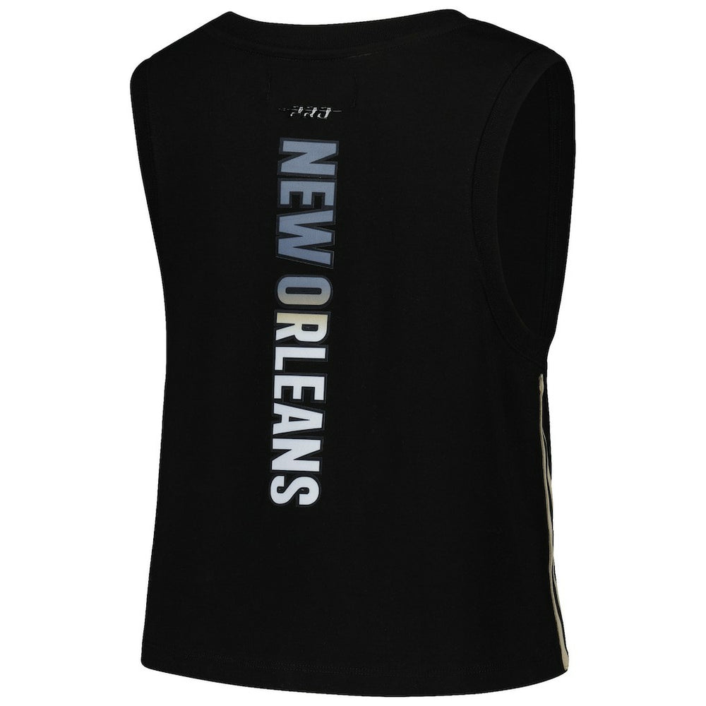 New Orleans Saints Pro Standard Women's Ombre Wordmark Classic Cropped Tank Top - Black - NFL