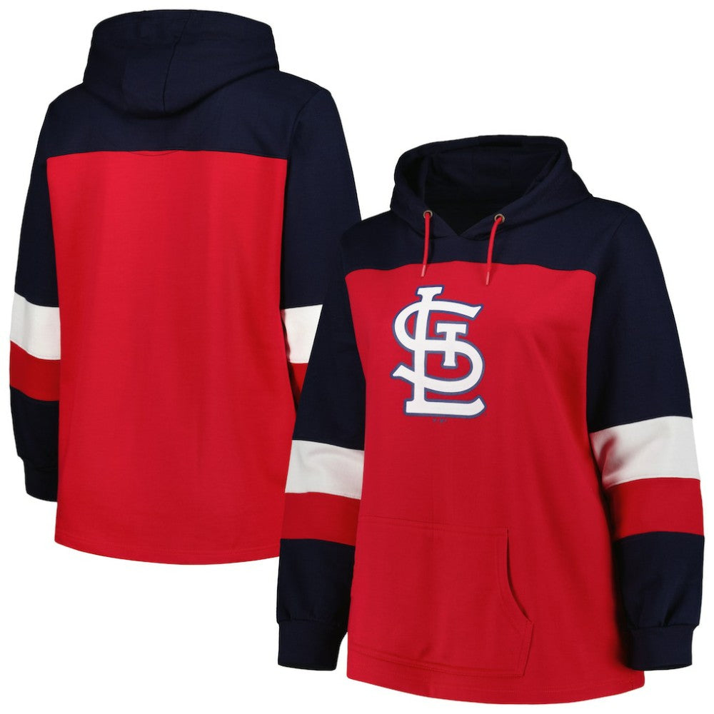 St. Louis Cardinals Women's Plus Size Colorblock Pullover Hoodie for sale