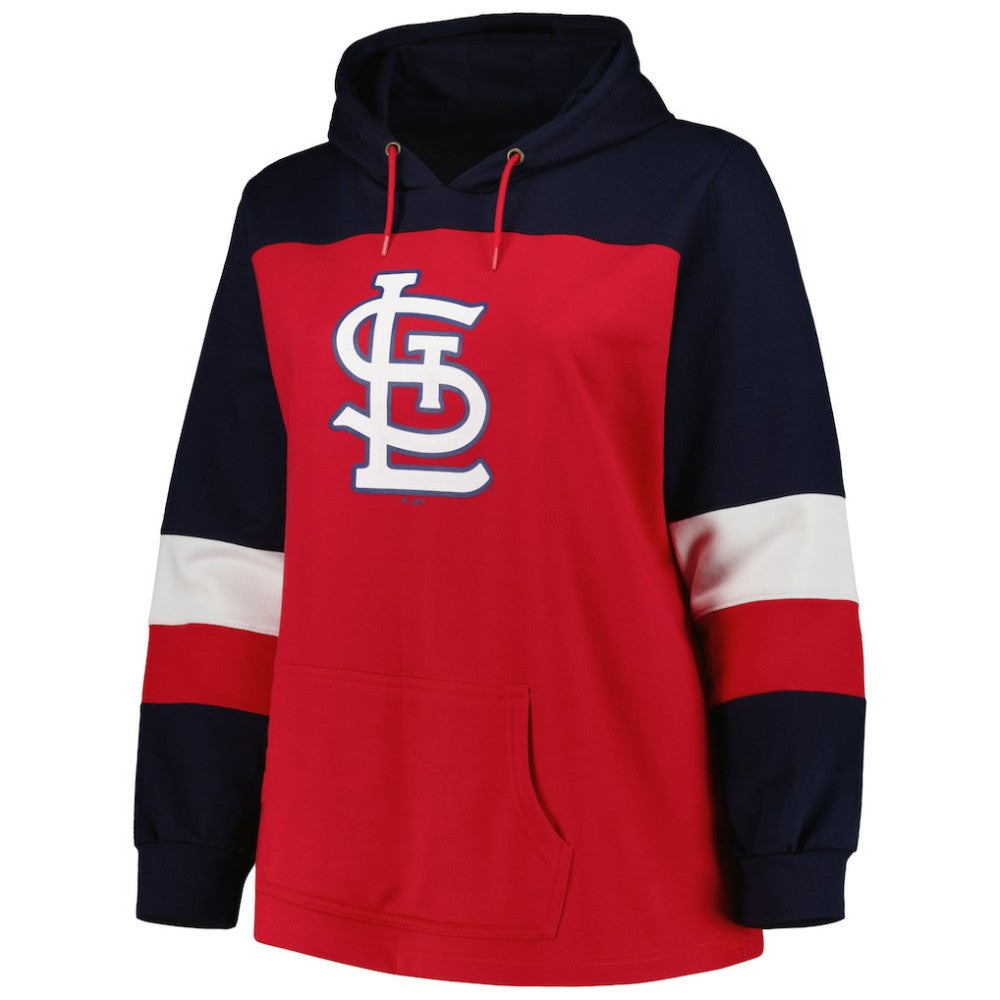 St. Louis Cardinals Women's Plus Size Colorblock Pullover Hoodie for sale
