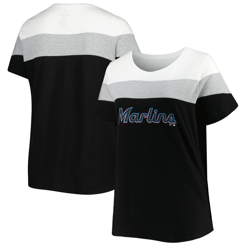 Miami Marlins Women's Plus Size Colorblock T-Shirt Discount
