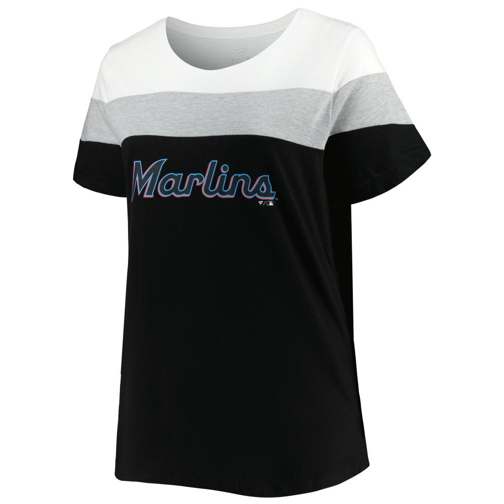 Miami Marlins Women's Plus Size Colorblock T-Shirt Discount