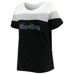 Miami Marlins Women's Plus Size Colorblock T-Shirt Discount