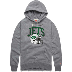 New York Jets Homage Retro Helmet Raglan Pullover Tri-Blend Hoodie - Gray - NFL