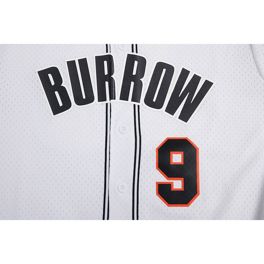 Joe Burrow Cincinnati Bengals Pro Standard Mesh Baseball Button-Up T-Shirt - White - NFL