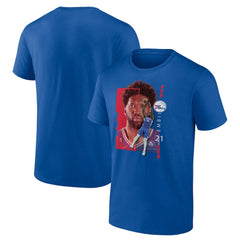 Joel Embiid Philadelphia 76ers Player Name & Number Jump Pass T-shirt Royal