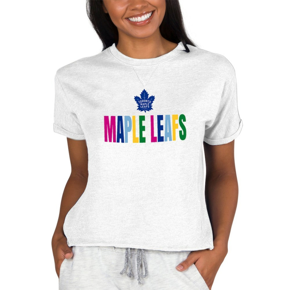 Toronto Maple Leafs Concepts Sport Women's Tri-Blend Mainstream Terry Short Sleeve Sweatshirt Top - Oatmeal | NHL discount