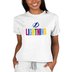 Tampa Bay Lightning Concepts Sport Women's Tri-Blend Mainstream Terry Short Sleeve Sweatshirt Top - Oatmeal | NHL on sale