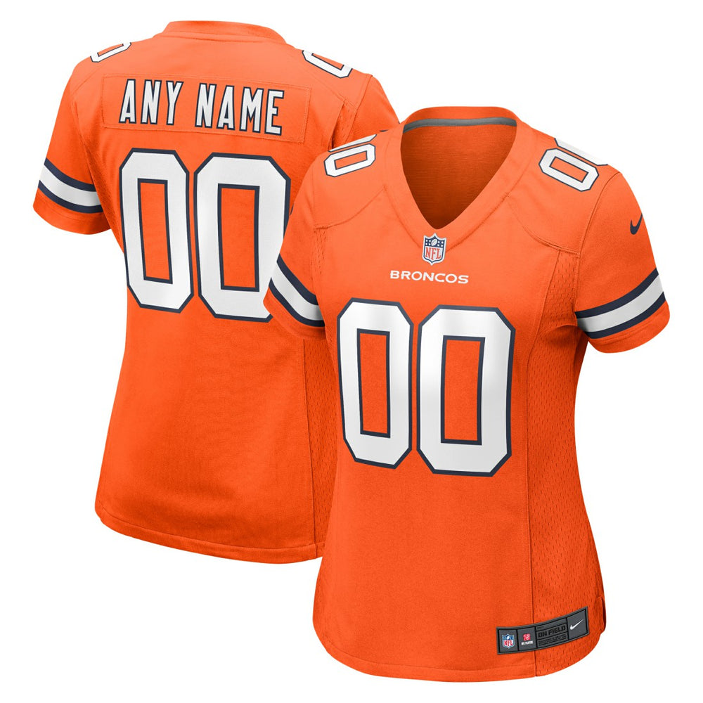 Denver Broncos Women's Alternate Custom Game Jersey - Orange - Nike
