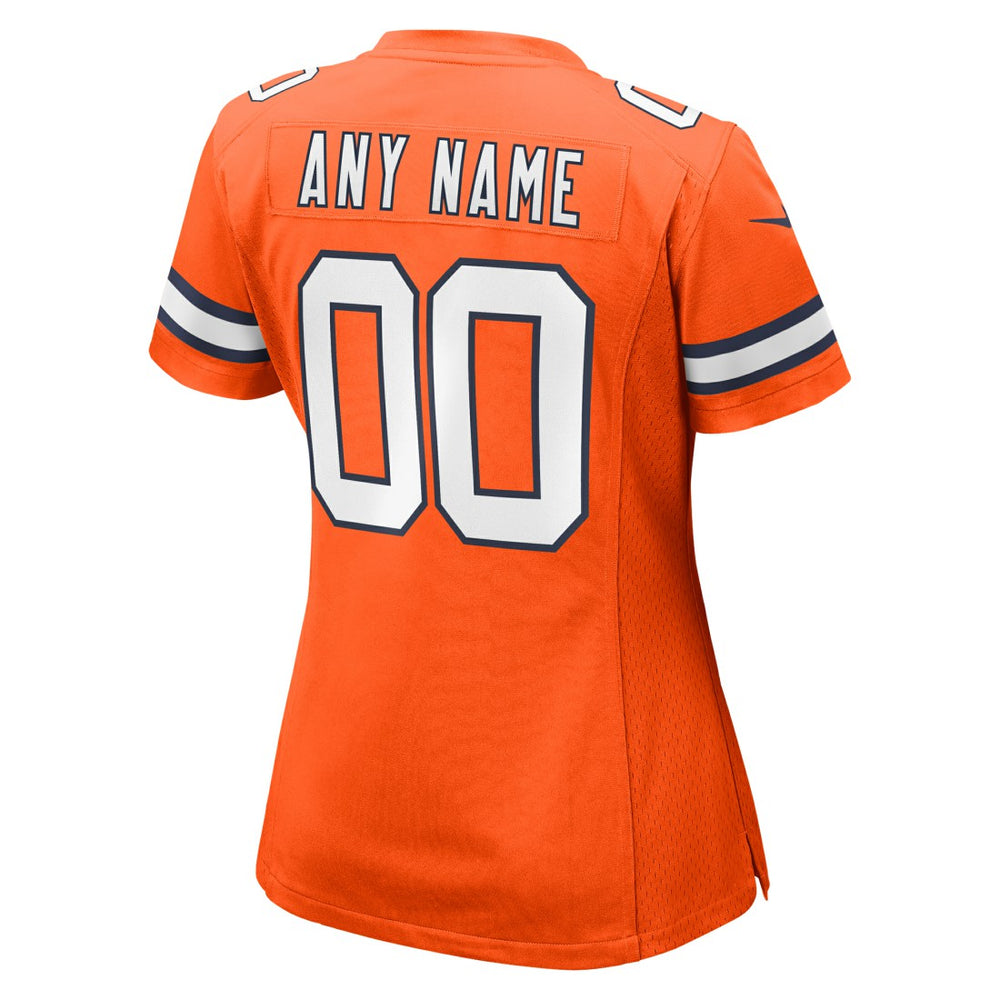Denver Broncos Women's Alternate Custom Game Jersey - Orange - Nike