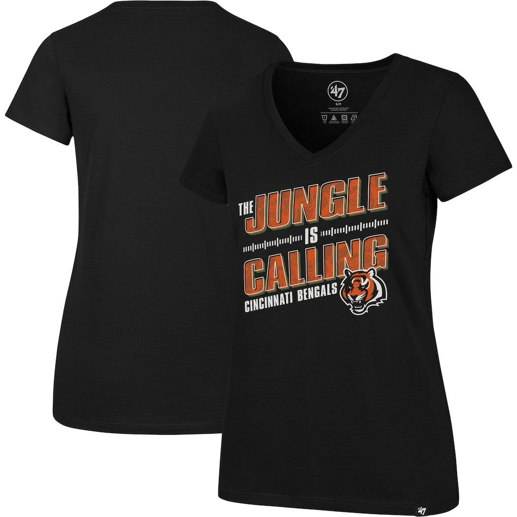 Cincinnati Bengals '47 Women's Team Regional Ultra Rival V-Neck T-Shirt - Black - 47 brand