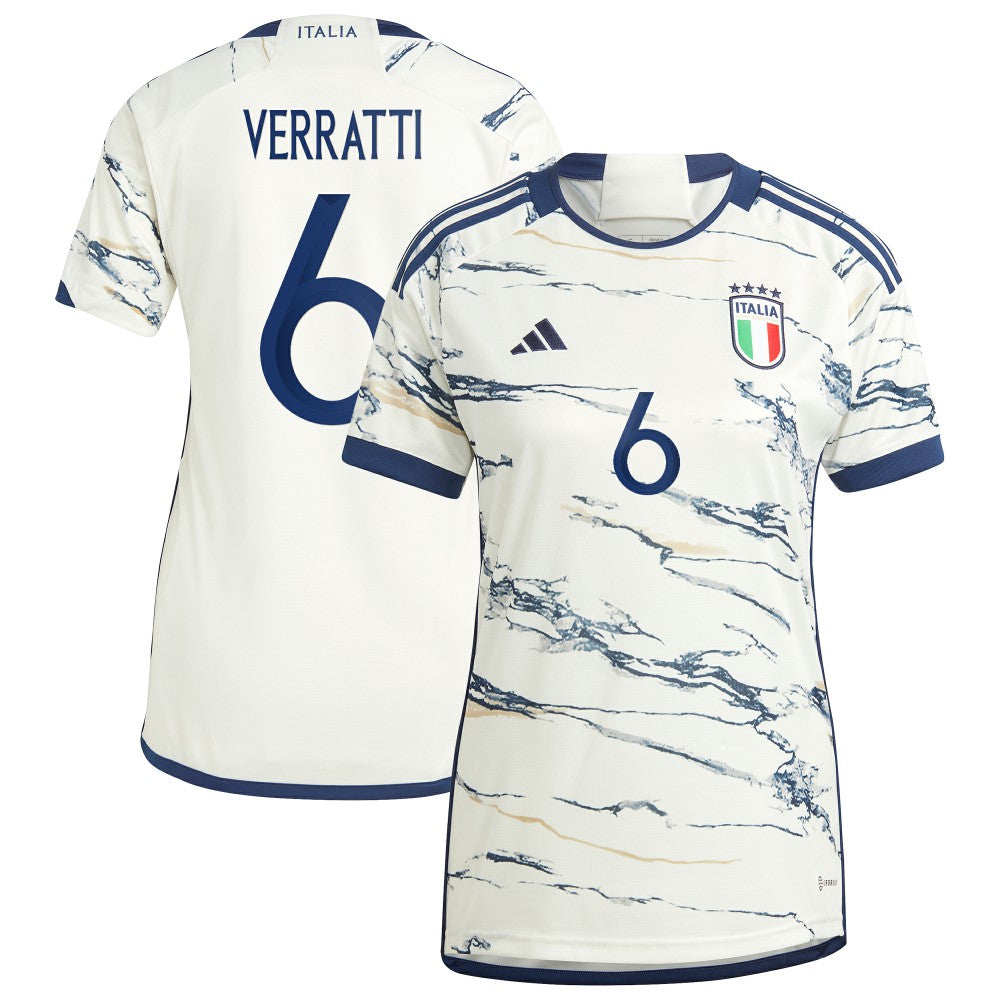 Adidas - Marco Verratti Italy National Team Women's 2023 Away Replica Jersey - White