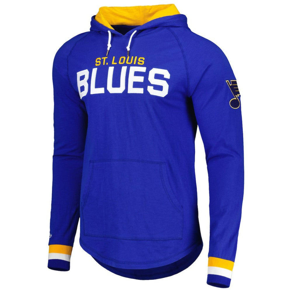St. Louis Blues Mitchell & Ness Legendary Slub Hoodie Long Sleeve T-Shirt - Blue | NHL Clearance