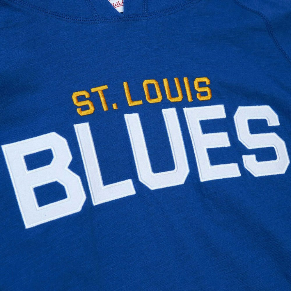 St. Louis Blues Mitchell & Ness Legendary Slub Hoodie Long Sleeve T-Shirt - Blue | NHL Clearance