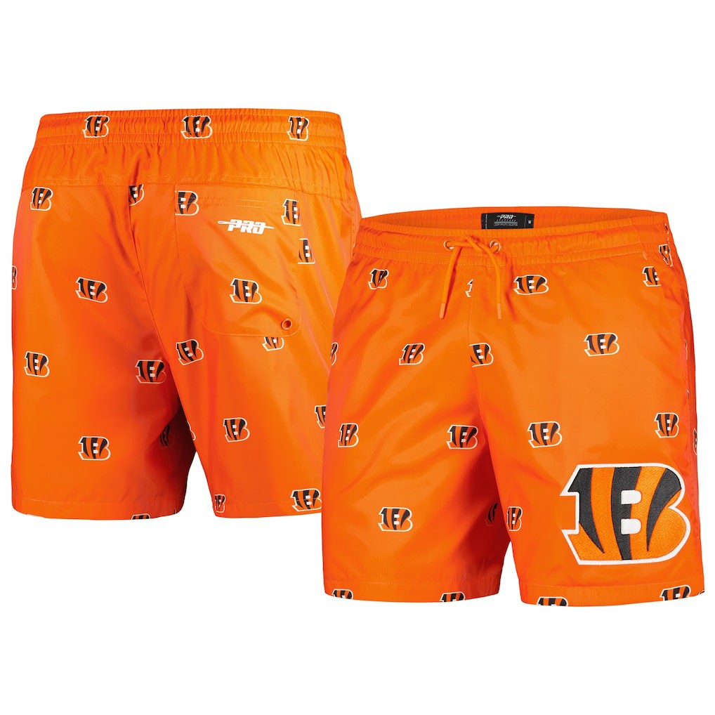 Cincinnati Bengals Pro Standard Allover Print Mini Logo Shorts - Orange - NFL
