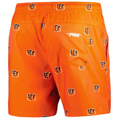 Cincinnati Bengals Pro Standard Allover Print Mini Logo Shorts - Orange - NFL