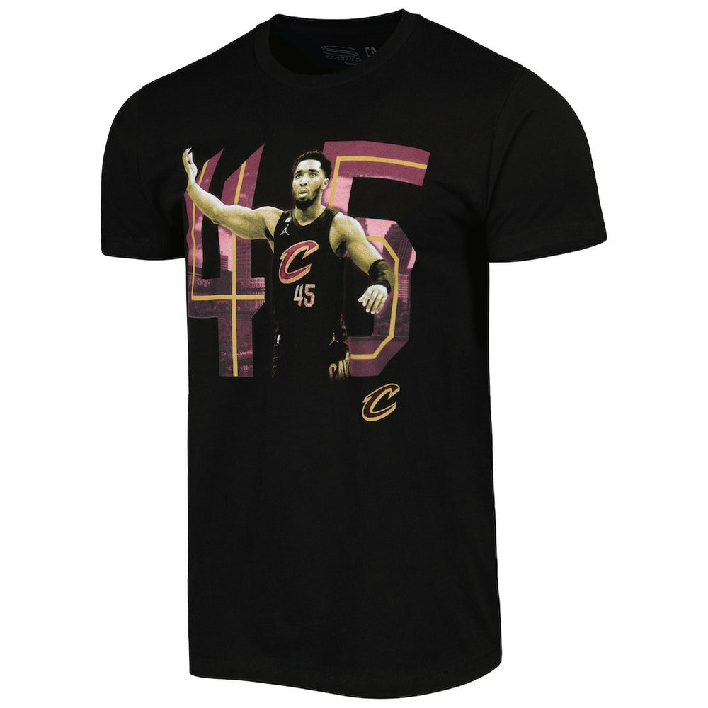 Donovan Mitchell Cleveland Cavaliers Stadium Essentials Unisex Player Skyline T-Shirt Black