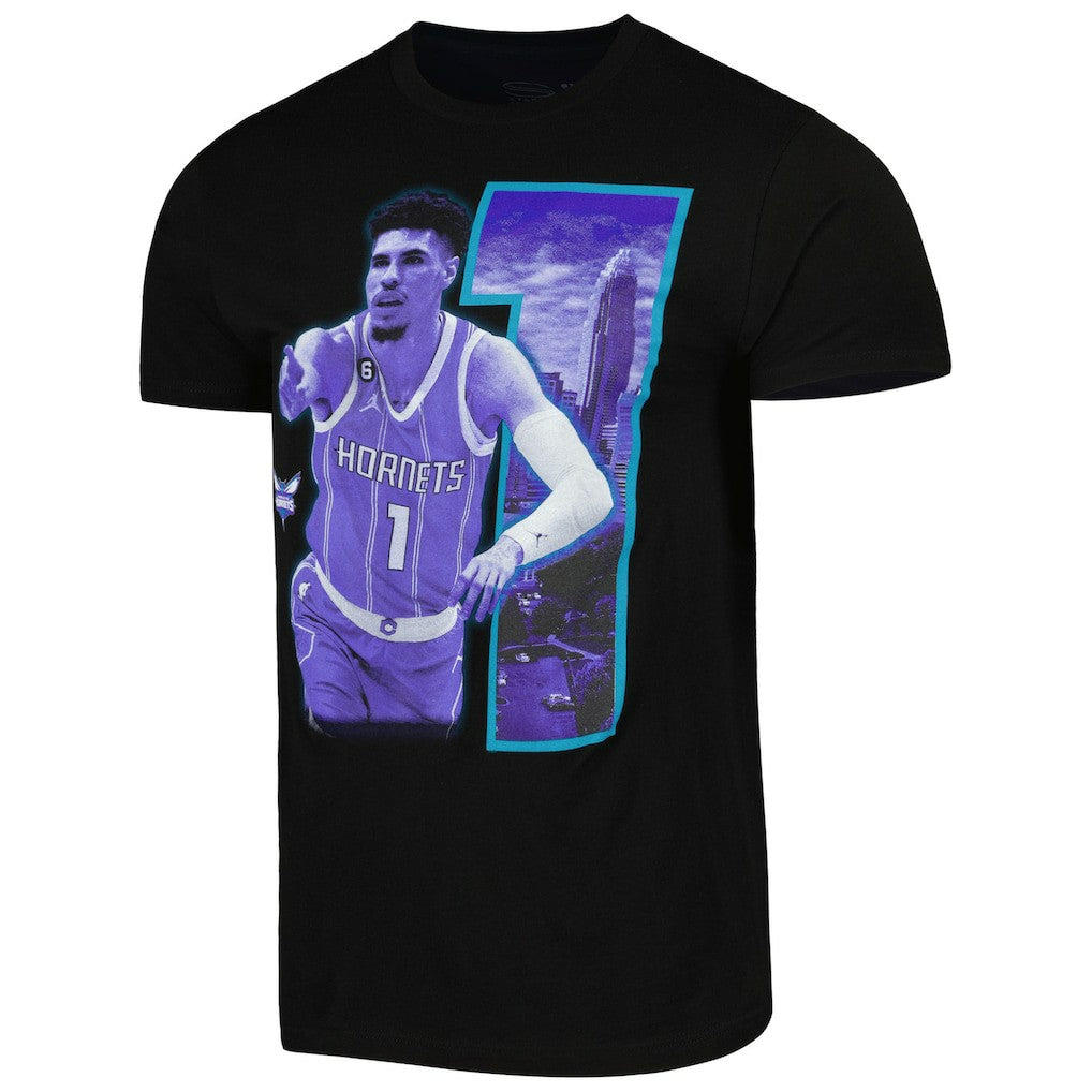 LaMelo Ball Charlotte Hornets Stadium Essentials Unisex Player Skyline T-Shirt Black