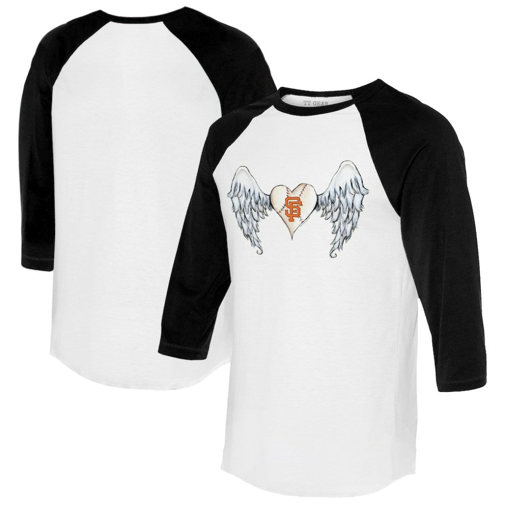San Francisco Giants Tiny Turnip Women's Angel Wings 3/4-Sleeve Raglan T-Shirt Outlet