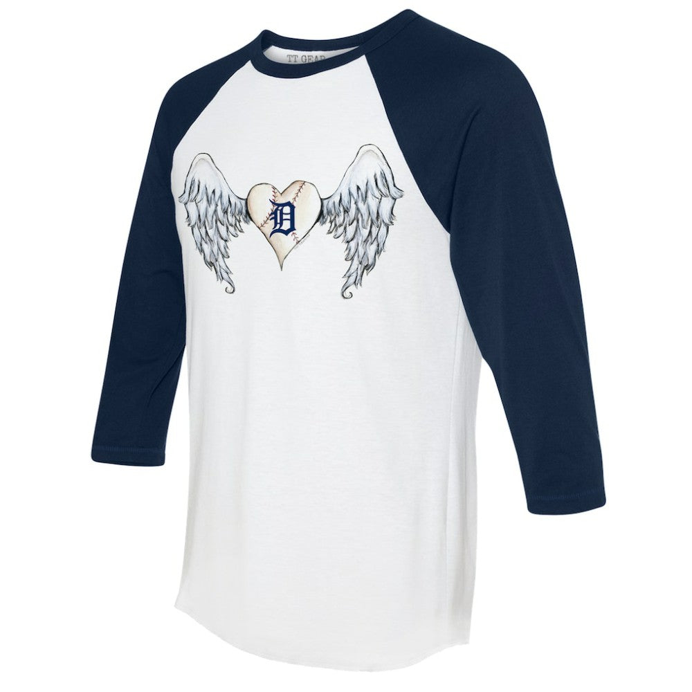 Detroit Tigers Tiny Turnip Women's Angel Wings 3/4-Sleeve Raglan T-Shirt Sale