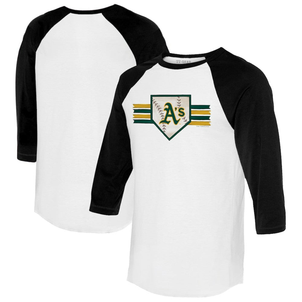 Athletics Tiny Turnip Women's Base Stripe 3/4-Sleeve Raglan T-Shirt for sale
