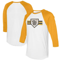 San Diego Padres Tiny Turnip Women's Base Stripe 3/4-Sleeve Raglan T-Shirt for sale