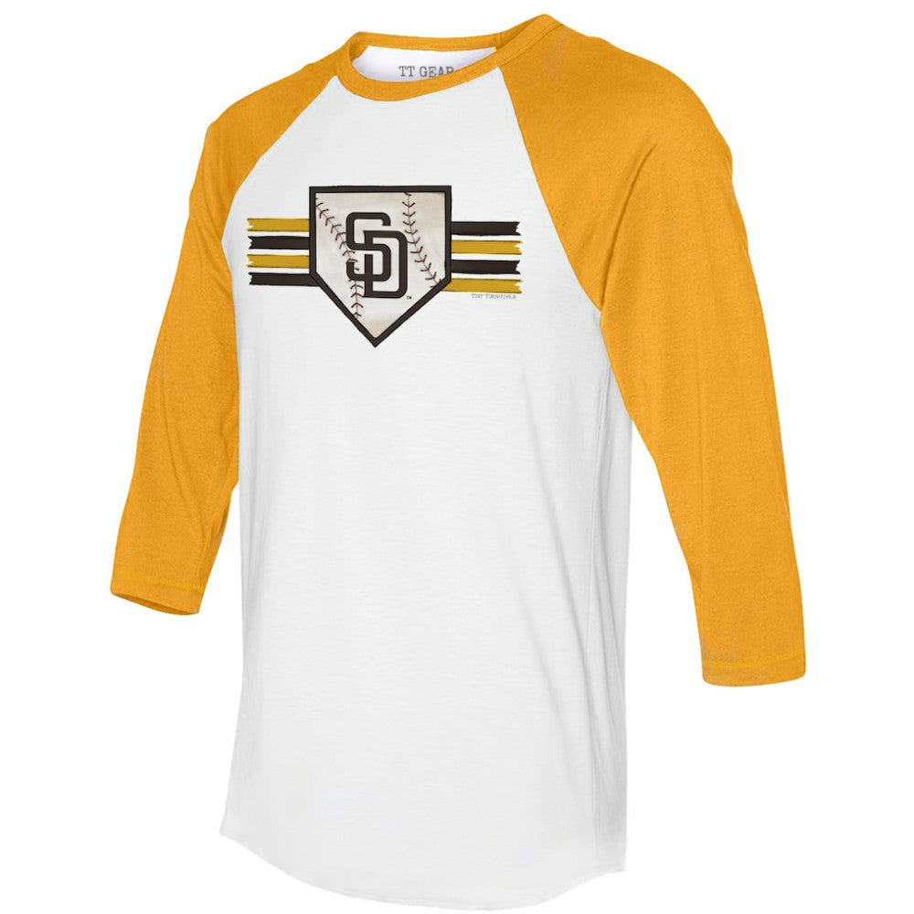 San Diego Padres Tiny Turnip Women's Base Stripe 3/4-Sleeve Raglan T-Shirt for sale