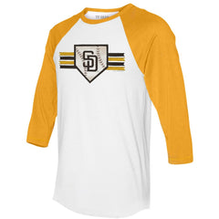 San Diego Padres Tiny Turnip Women's Base Stripe 3/4-Sleeve Raglan T-Shirt for sale