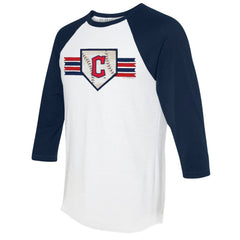 Cleveland Guardians Tiny Turnip Women's Base Stripe 3/4-Sleeve Raglan T-Shirt Sale