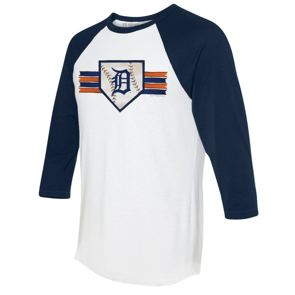Detroit Tigers Tiny Turnip Women's Base Stripe 3/4-Sleeve Raglan T-Shirt Sale
