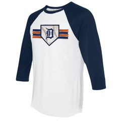Detroit Tigers Tiny Turnip Women's Base Stripe 3/4-Sleeve Raglan T-Shirt Sale