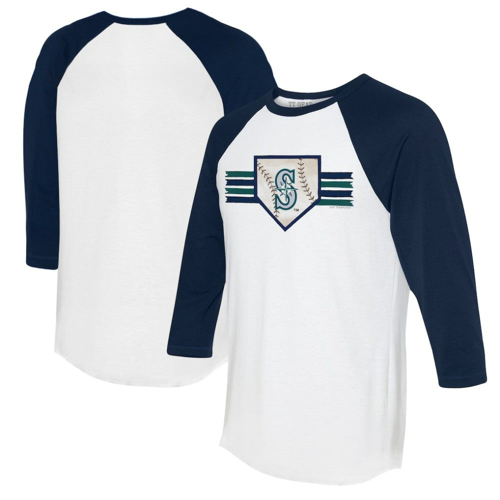 Seattle Mariners Tiny Turnip Women's Base Stripe 3/4-Sleeve Raglan T-Shirt Near Me