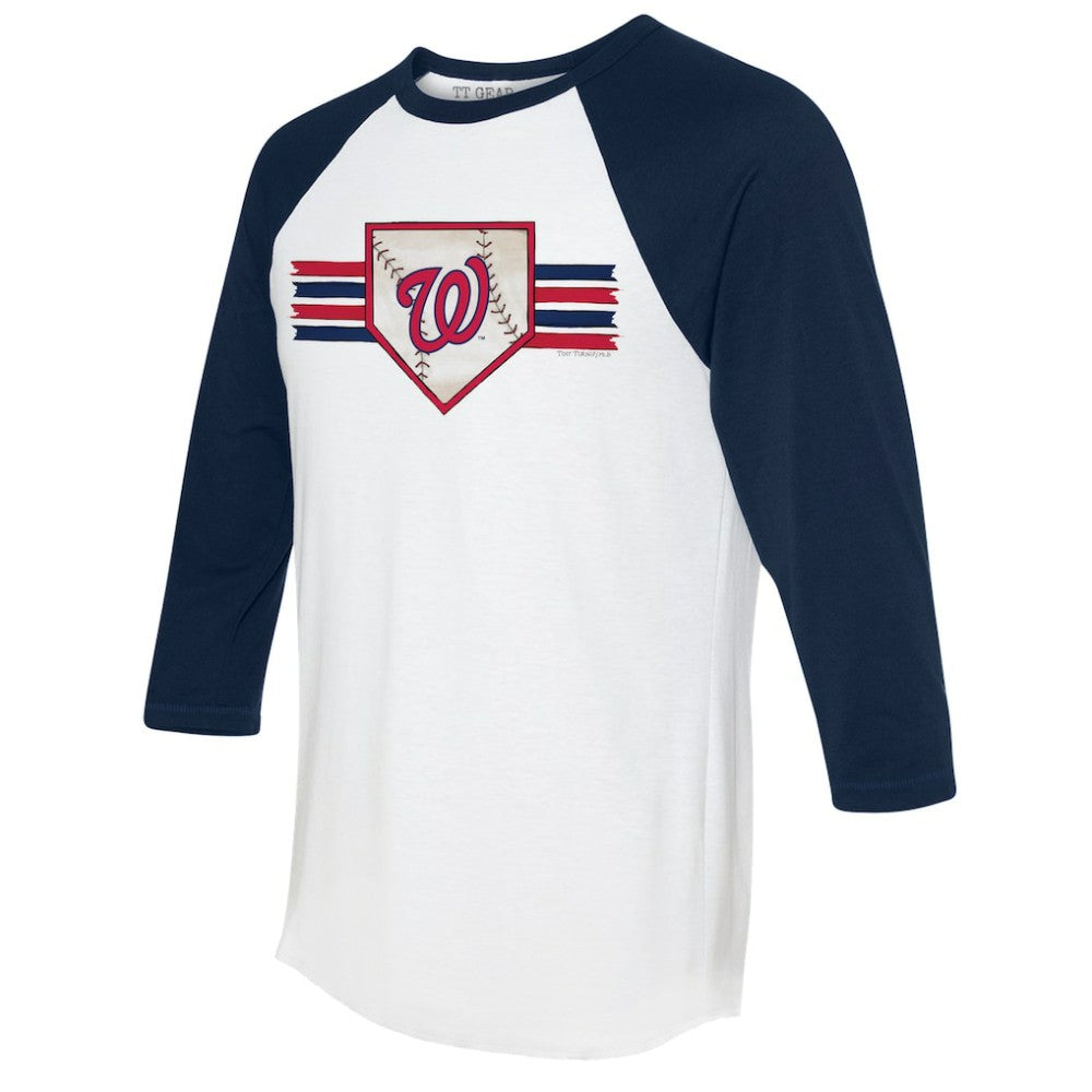 Washington Nationals Tiny Turnip Women's Base Stripe 3/4-Sleeve Raglan T-Shirt Outlet