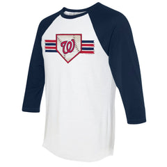 Washington Nationals Tiny Turnip Women's Base Stripe 3/4-Sleeve Raglan T-Shirt Outlet