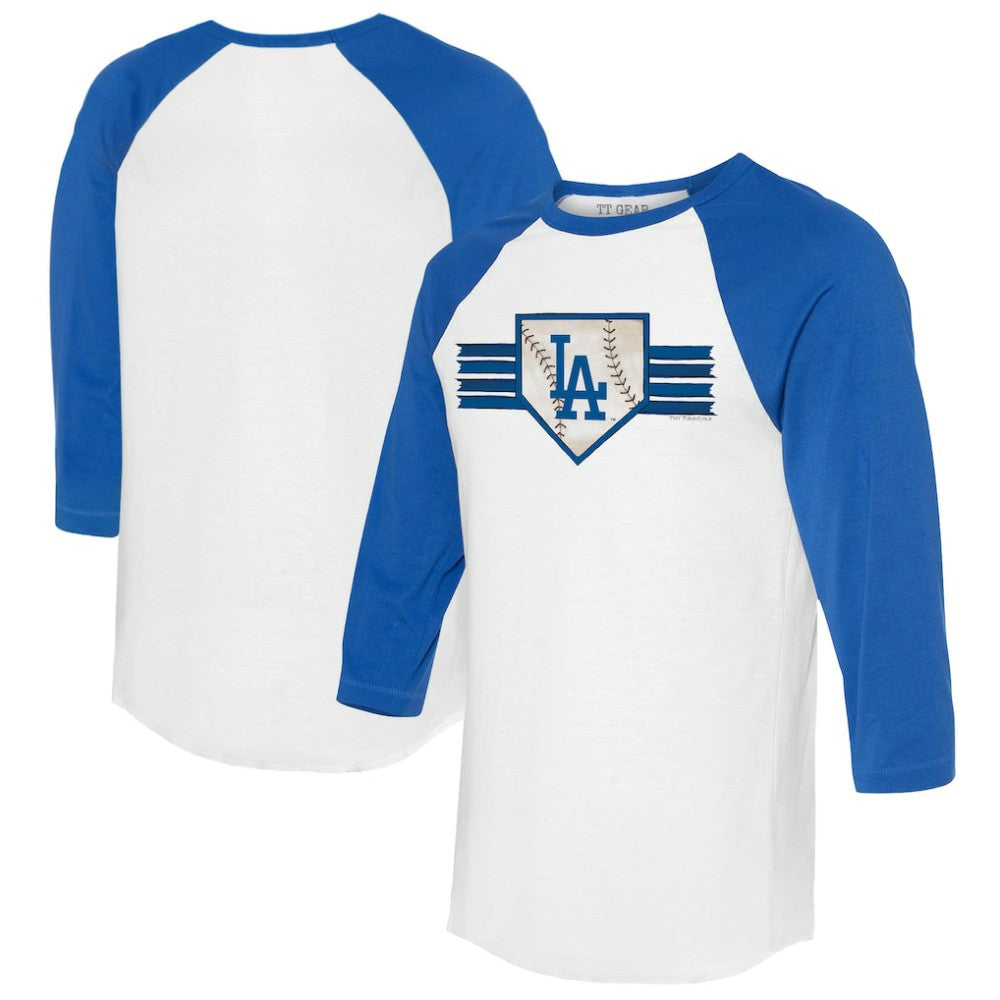 Los Angeles Dodgers Tiny Turnip Women's Base Stripe 3/4-Sleeve Raglan T-Shirt Outlet