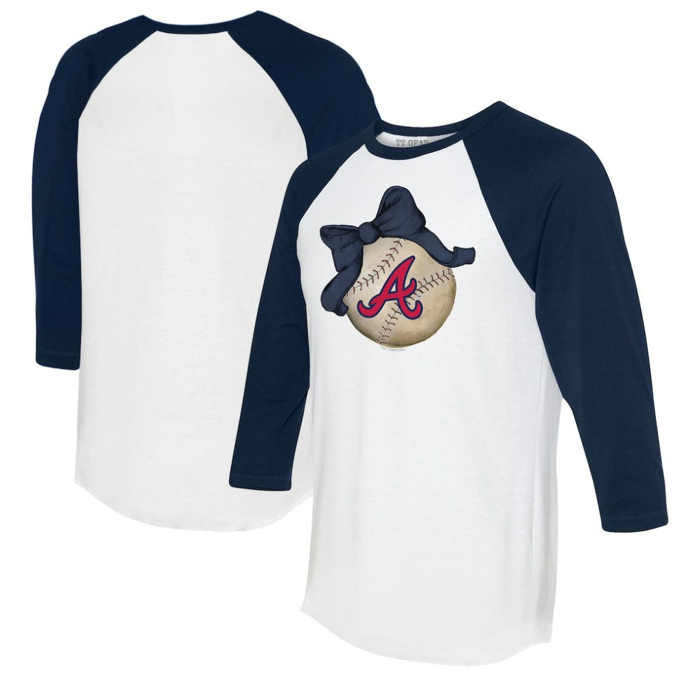 Atlanta Braves Tiny Turnip Women's Baseball Bow 3/4-Sleeve Raglan T-Shirt Discount