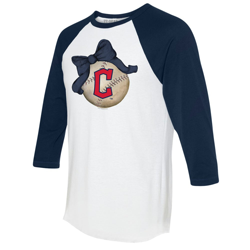 Cleveland Guardians Tiny Turnip Women's Baseball Bow 3/4-Sleeve Raglan T-Shirt Outlet