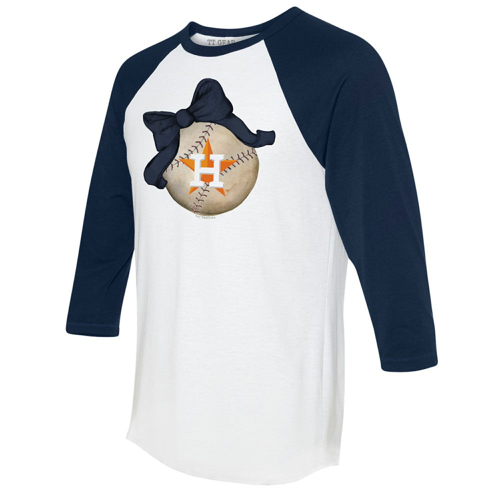 Houston Astros Tiny Turnip Women's Baseball Bow 3/4-Sleeve Raglan T-Shirt Outlet