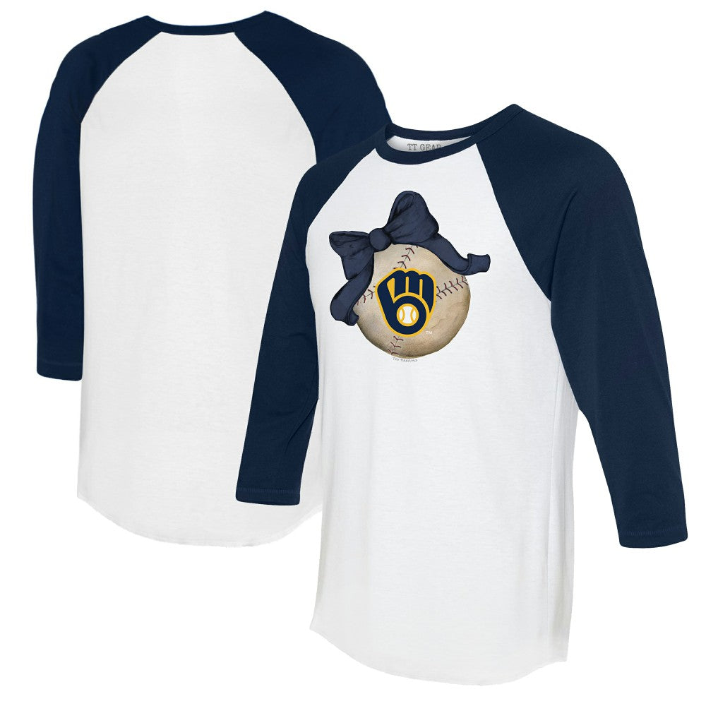 Milwaukee Brewers Tiny Turnip Women's Baseball Bow 3/4-Sleeve Raglan T-Shirt for sale