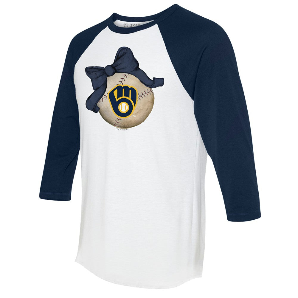 Milwaukee Brewers Tiny Turnip Women's Baseball Bow 3/4-Sleeve Raglan T-Shirt for sale
