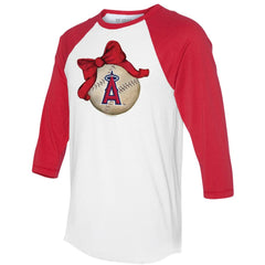 Los Angeles Angels Tiny Turnip Women's Baseball Bow 3/4-Sleeve Raglan T-Shirt Online