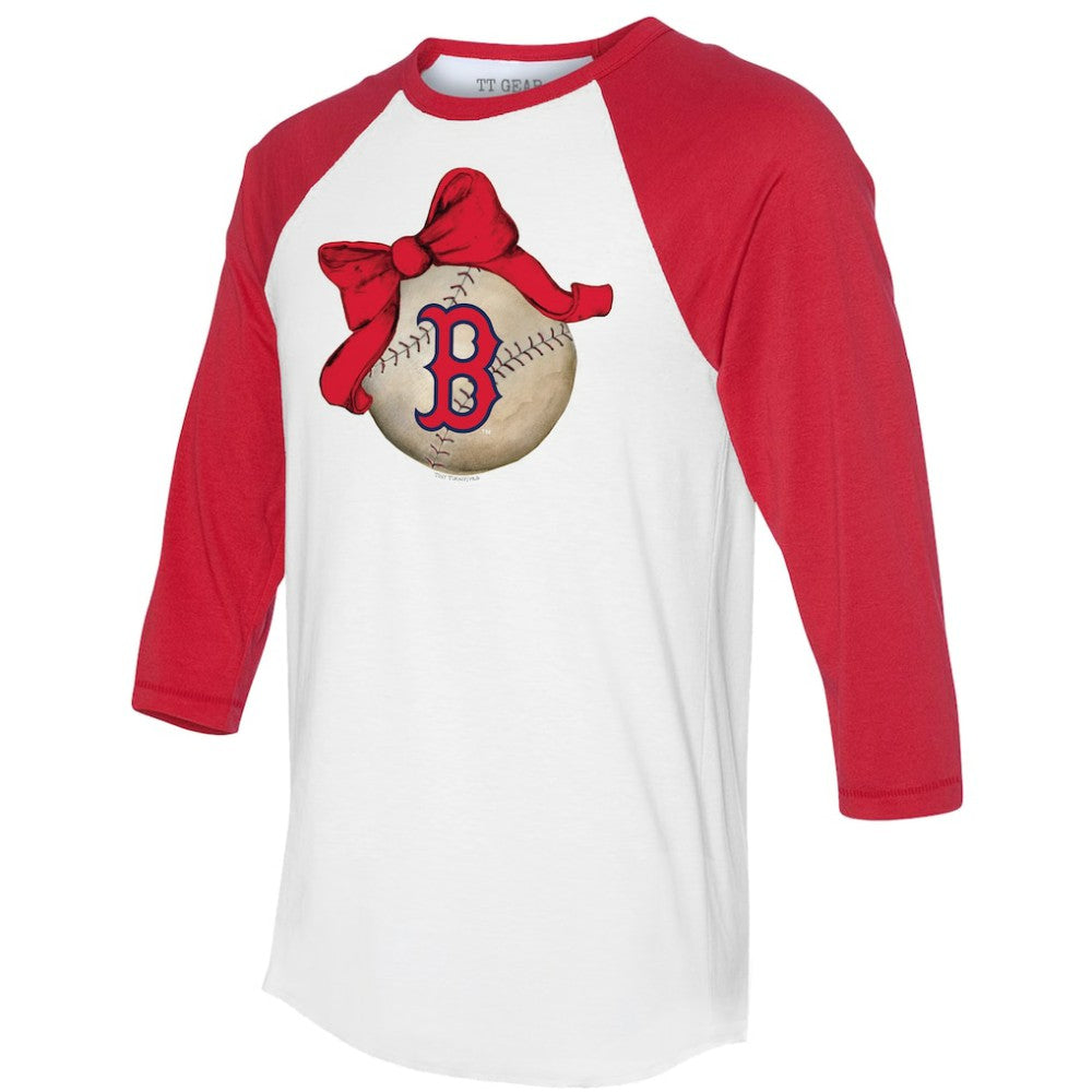 Boston Red Sox Tiny Turnip Women's Baseball Bow 3/4-Sleeve Raglan T-Shirt for sale