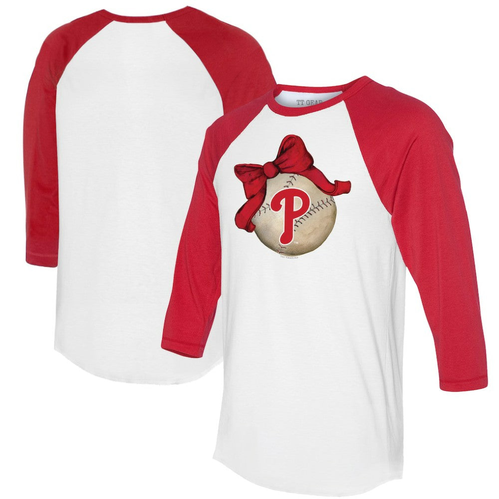 Philadelphia Phillies Tiny Turnip Women's Baseball Bow 3/4-Sleeve Raglan T-Shirt Online