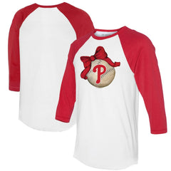 Philadelphia Phillies Tiny Turnip Women's Baseball Bow 3/4-Sleeve Raglan T-Shirt Online
