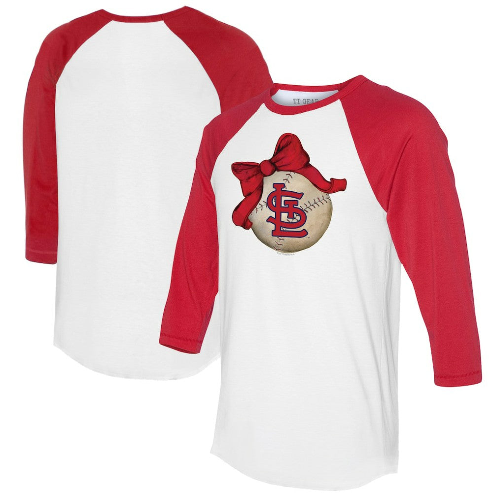 St. Louis Cardinals Tiny Turnip Women's Baseball Bow 3/4-Sleeve Raglan T-Shirt Sale