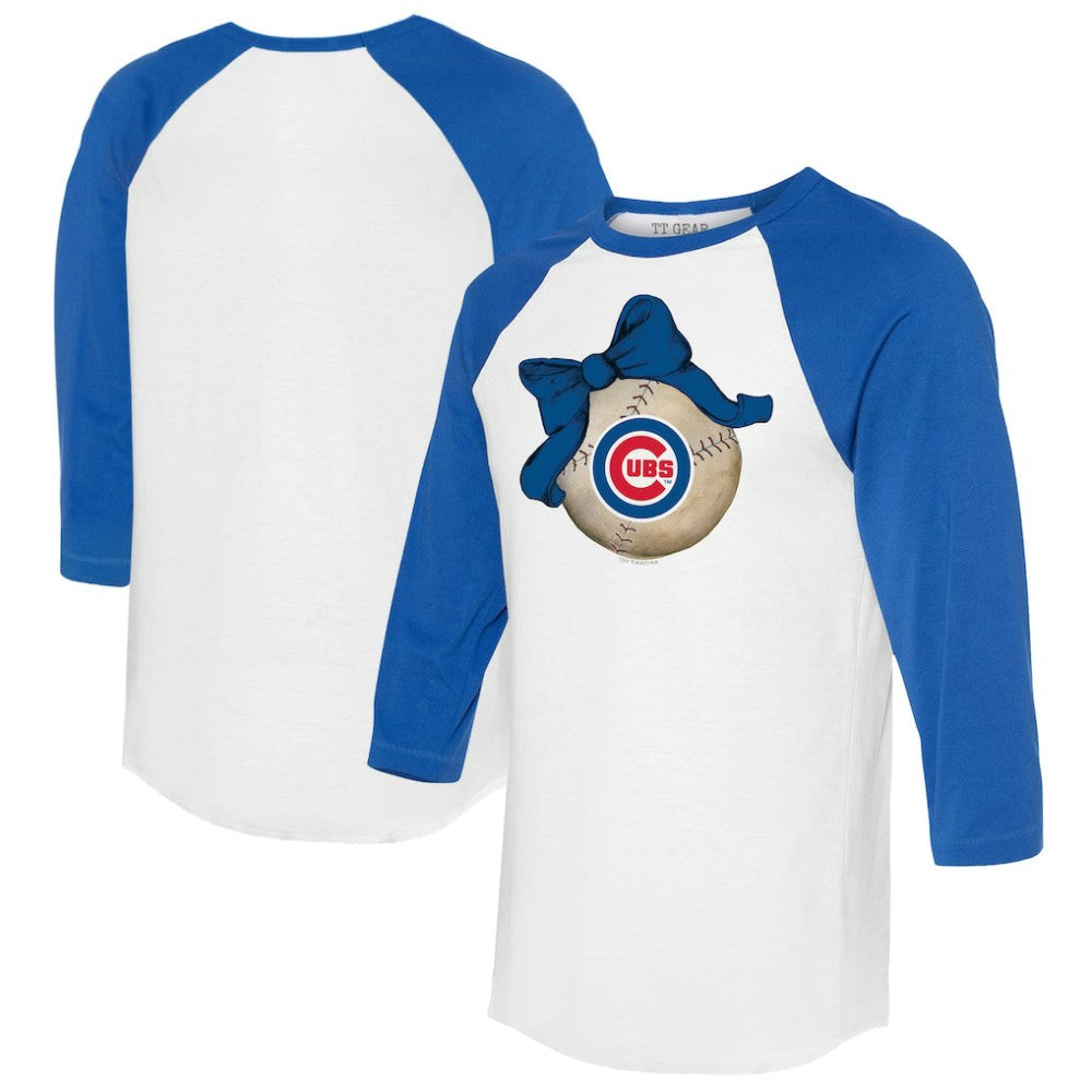 Chicago Cubs Tiny Turnip Women's Baseball Bow 3/4-Sleeve Raglan T-Shirt Sale