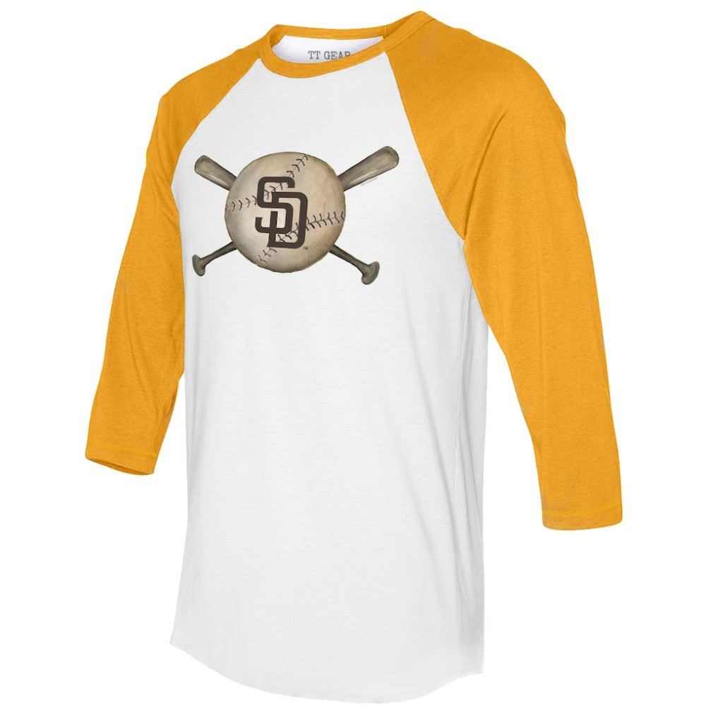 San Diego Padres Tiny Turnip Women's Baseball Cross Bats 3/4-Sleeve Raglan T-Shirt Online
