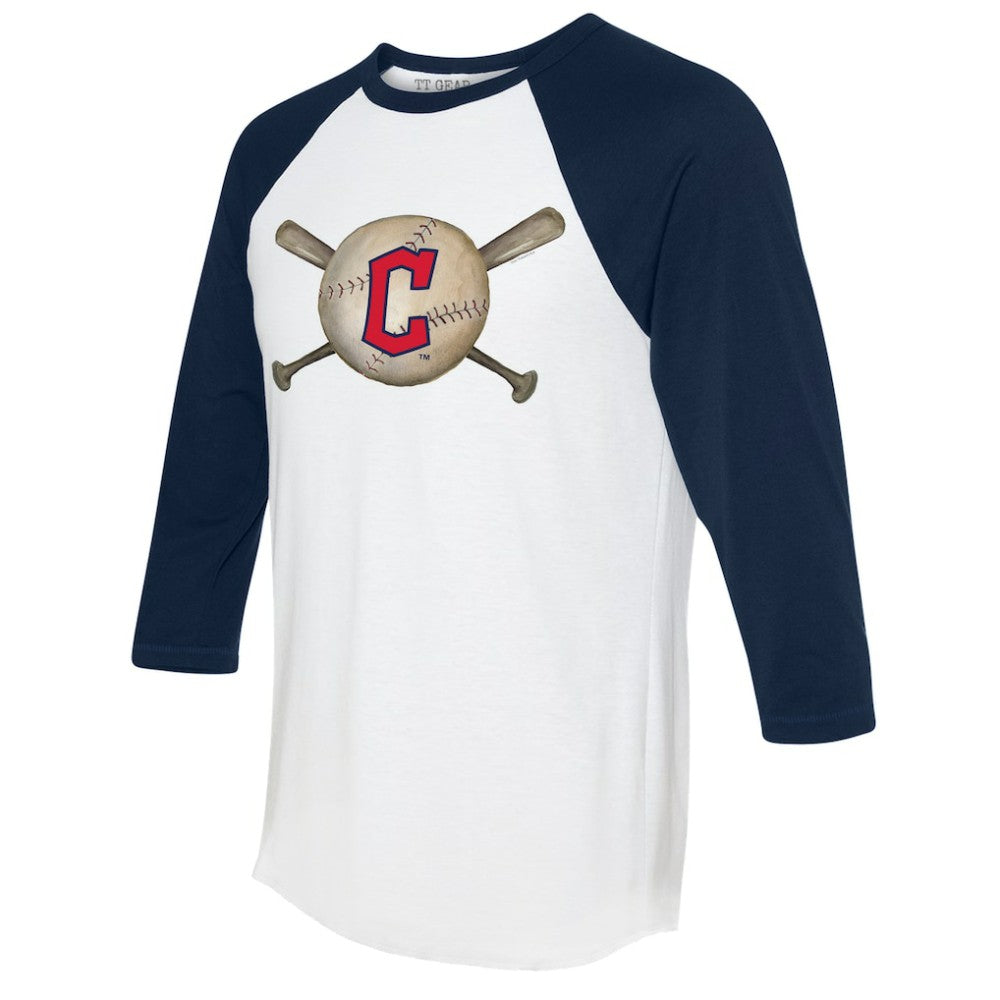 Cleveland Guardians Tiny Turnip Women's Baseball Cross Bats 3/4-Sleeve Raglan T-Shirt Discount
