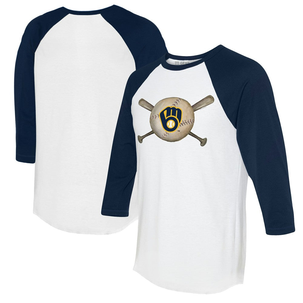 Milwaukee Brewers Tiny Turnip Women's Baseball Cross Bats 3/4-Sleeve Raglan T-Shirt Online