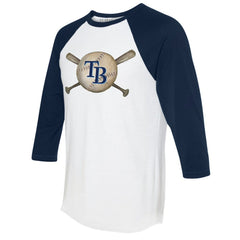 Tampa Bay Rays Tiny Turnip Women's Baseball Cross Bats 3/4-Sleeve Raglan T-Shirt Discount