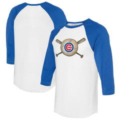 Chicago Cubs Tiny Turnip Women's Baseball Cross Bats 3/4-Sleeve Raglan T-Shirt Discount